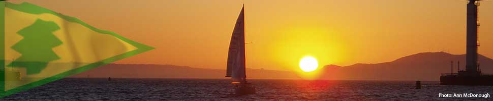 San Mateo Bridge with Sunset and Sailboat