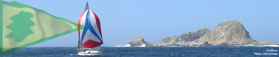 Sailing past Farallons with spinnaker